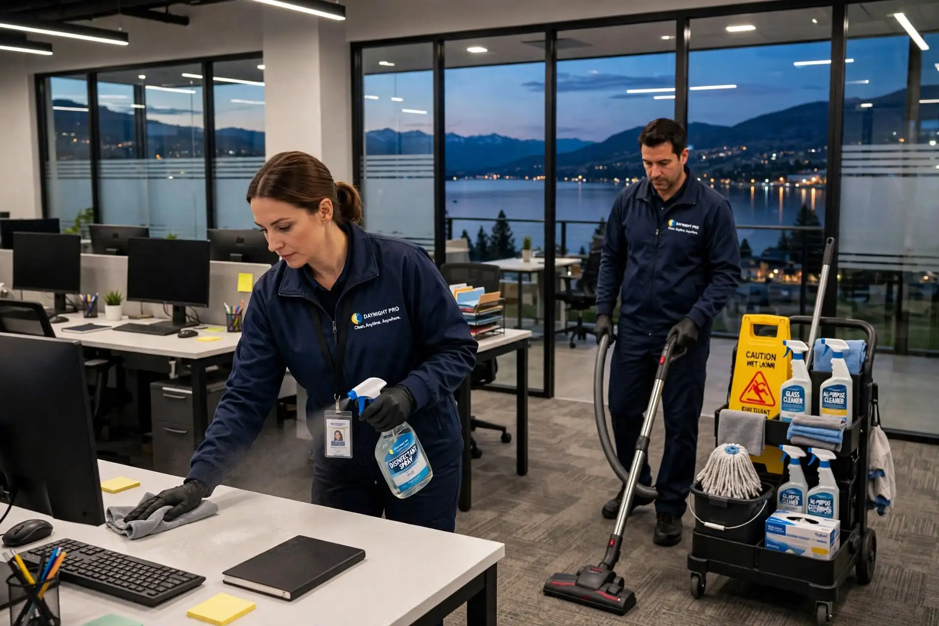 DayNight Pro team cleaning an office after hours